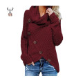 Latest Design Pattern Jacquard Knitwear Custom Women Turtleneck Poncho Sweater